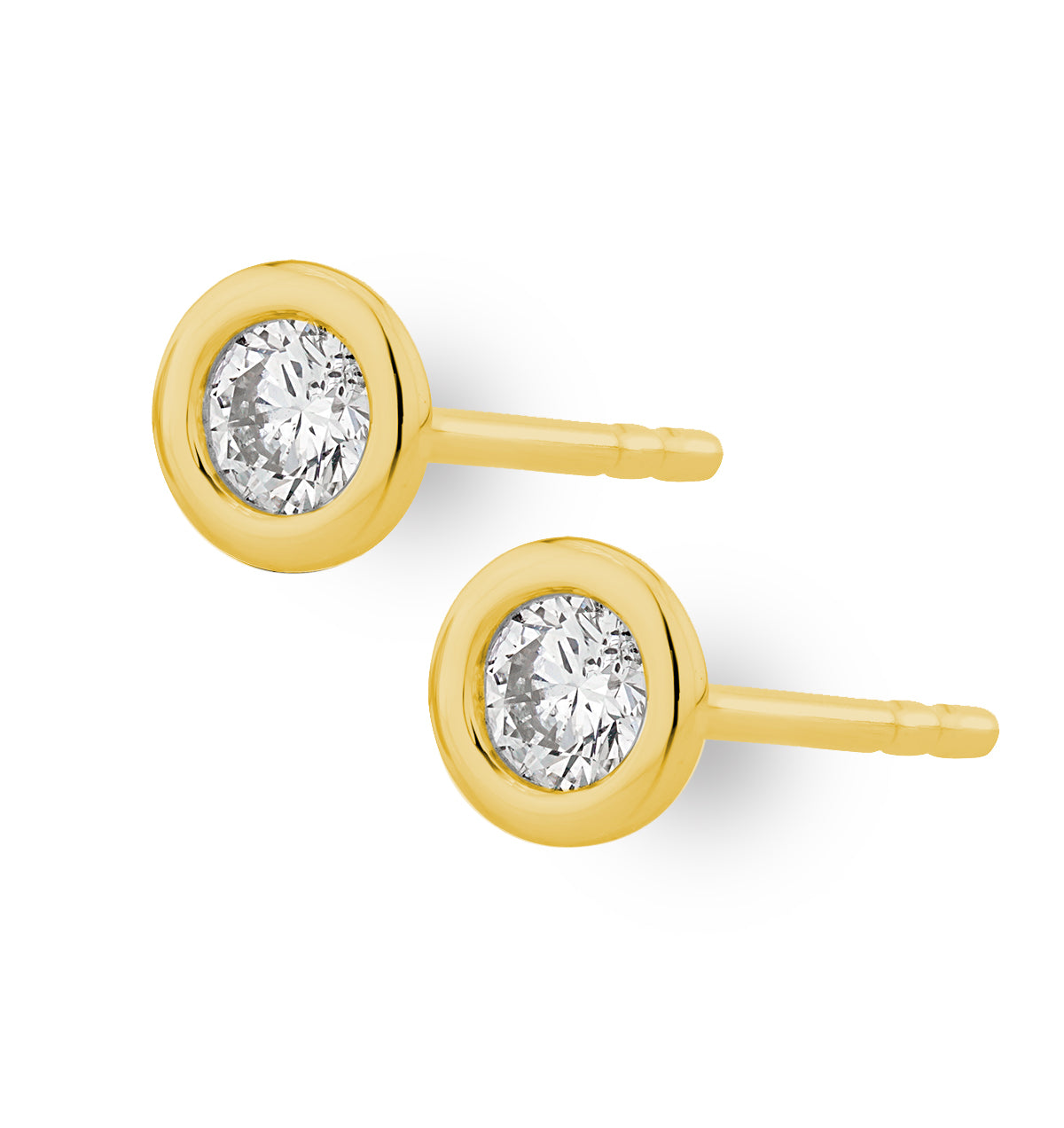 0.10ct Lab Diamond Rub Over Stud Earrings in 9K Gold - 4mm